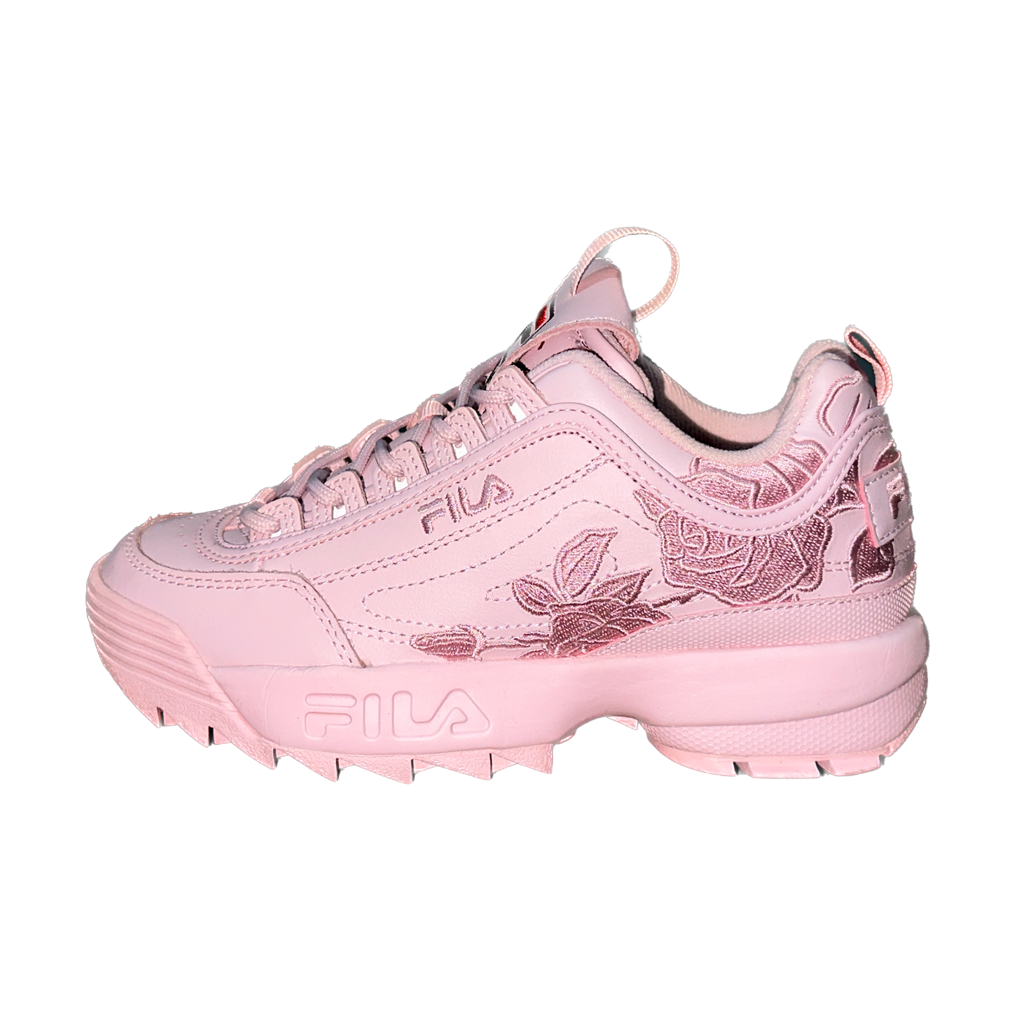 Pink flower fila shoes clearance